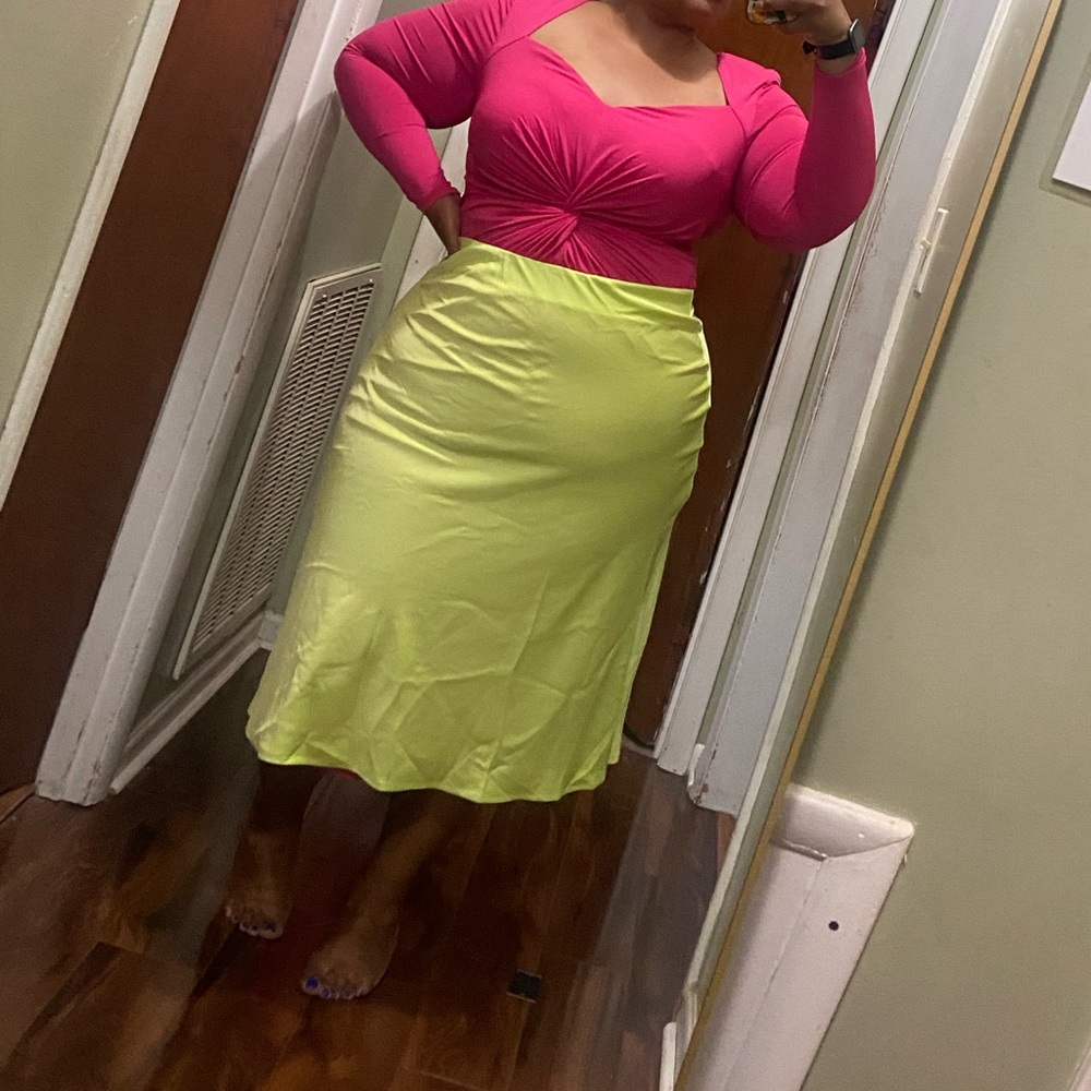 COPY - Neon green midi skirt ELOQUII size 16